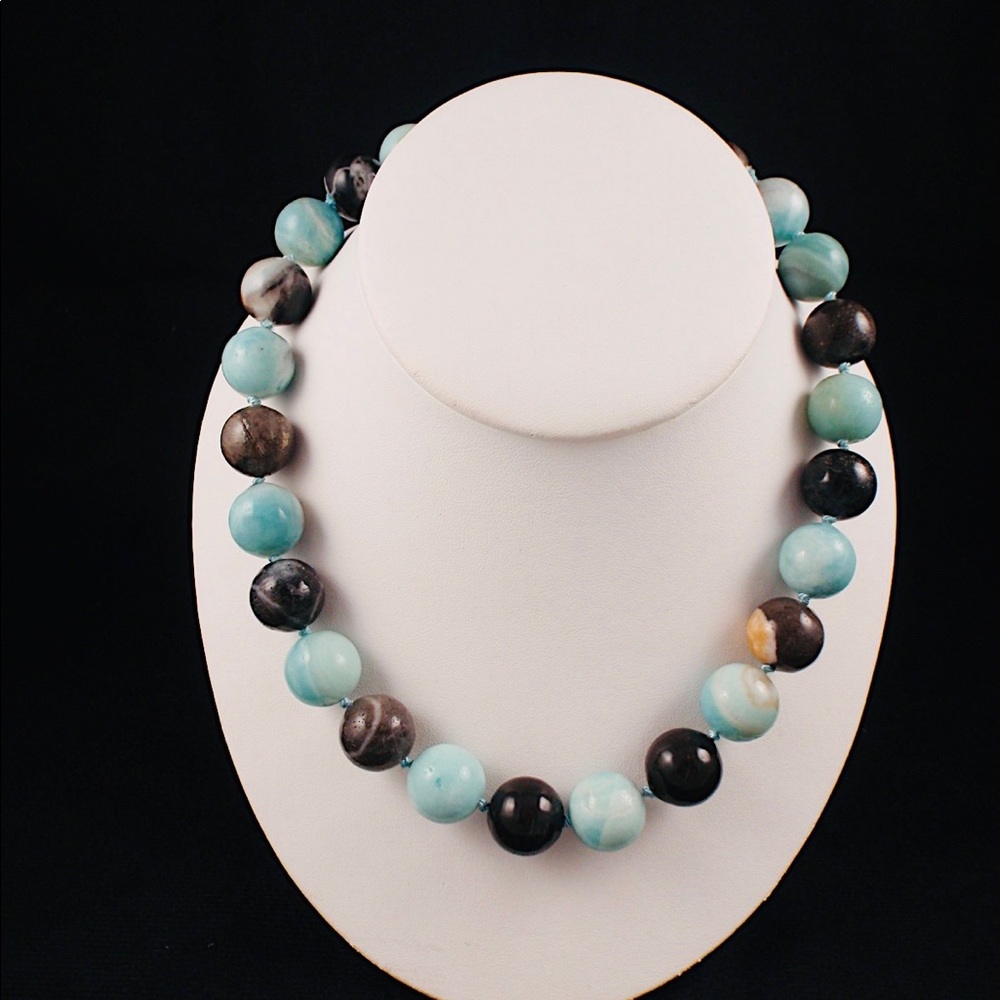 Amazonite large bead necklace 18.5” long